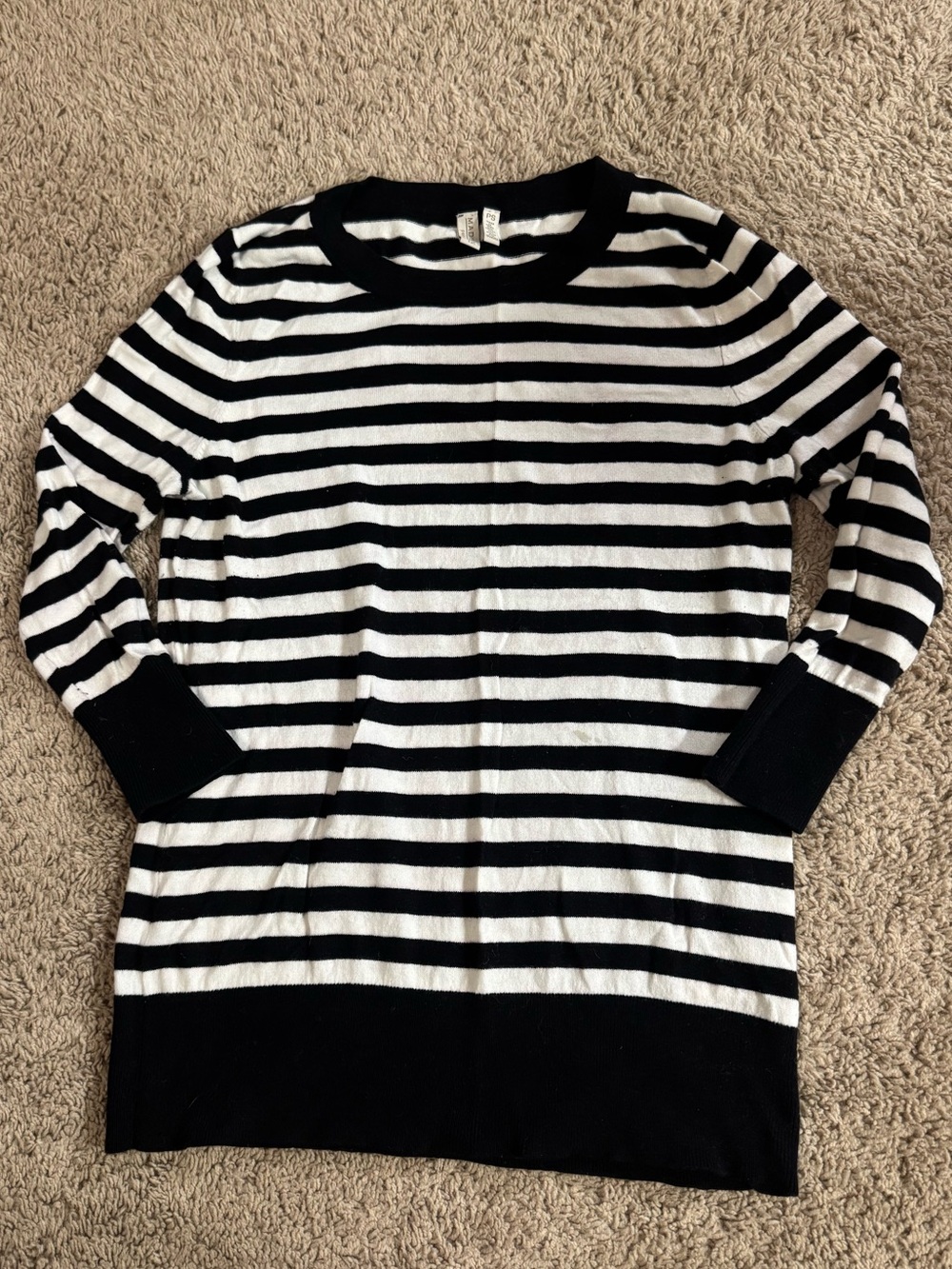 Madison Black & White Striped Scoopneck Sweater